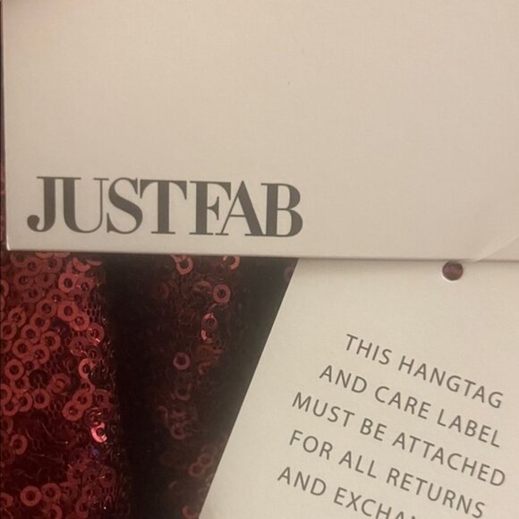 JUSTFAB Red Sequin Wrap Dress Long Sleeve V Neck Party Occasion Size‎ S - Picture 5 of 5